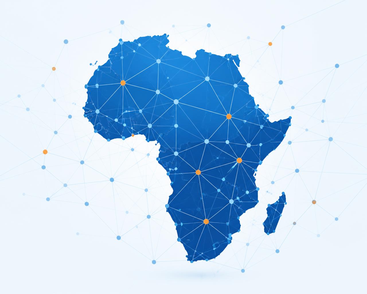 Abstract network of connected nodes across the African continent